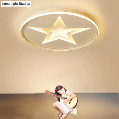 DecorBites™ DecorBites™ Contemporary Metal Flush Mount Star Ceiling Lamp, White Finish for Living Room Illumination