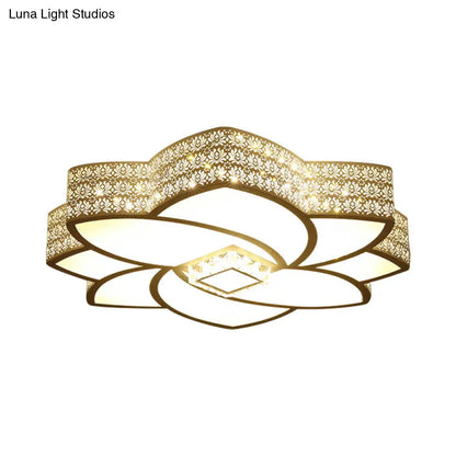 ديكوربايتس™ مصباح معدني معاصر مدمج: 23.5 بوصة/29.5 بوصة عرض، مصباح سقف LED أبيض مع لمسة من الكريستال، إضاءة دافئة/بيضاء