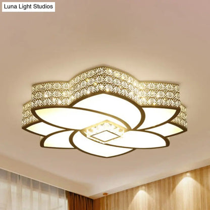 ديكوربايتس™ مصباح معدني معاصر مدمج: 23.5 بوصة/29.5 بوصة عرض، مصباح سقف LED أبيض مع لمسة من الكريستال، إضاءة دافئة/بيضاء