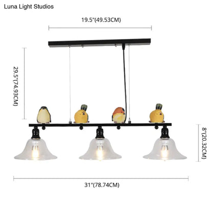 ديكوربايتس™ إضاءة جزيرة معدنية معاصرة مع ظلال زجاجية مخروطية - مجموعة من 3 مصابيح