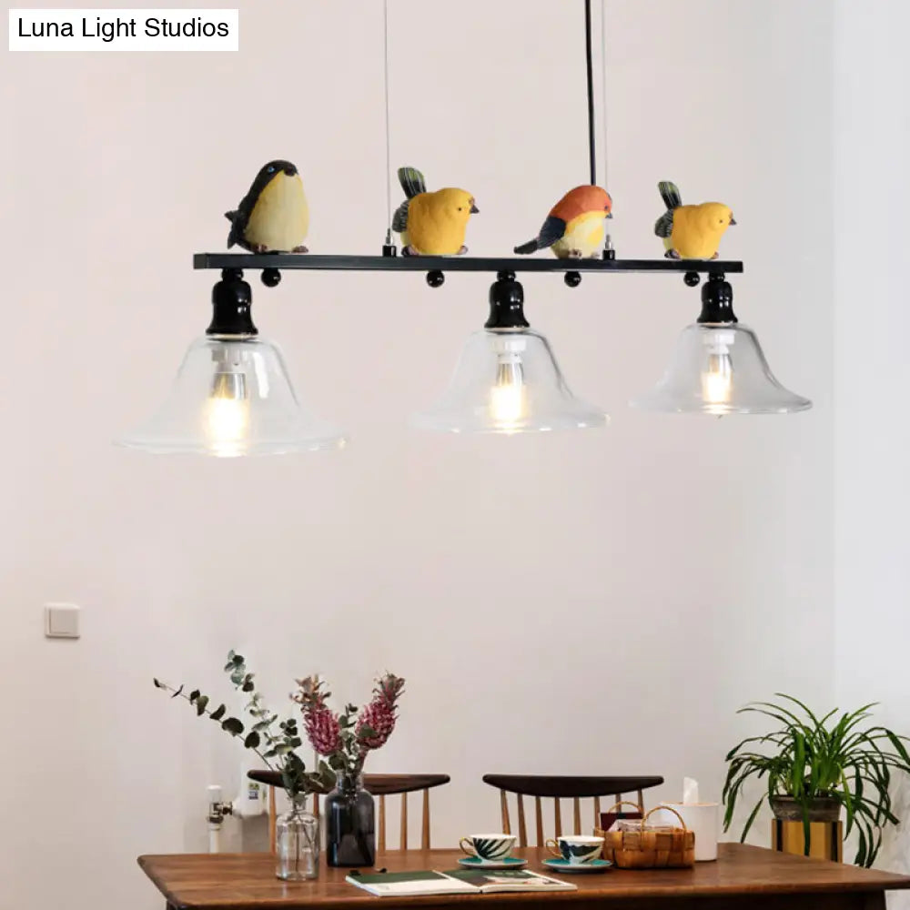 ديكوربايتس™ إضاءة جزيرة معدنية معاصرة مع ظلال زجاجية مخروطية - مجموعة من 3 مصابيح