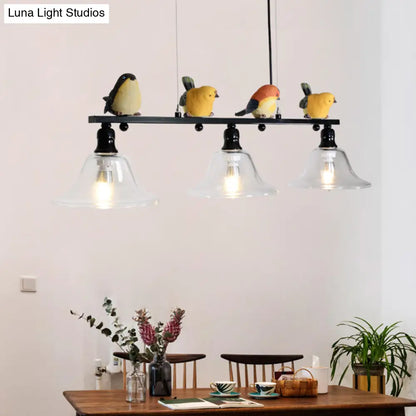 ديكوربايتس™ إضاءة جزيرة معدنية معاصرة مع ظلال زجاجية مخروطية - مجموعة من 3 مصابيح