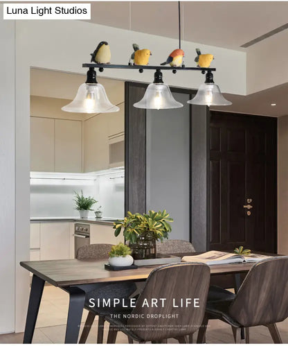 ديكوربايتس™ إضاءة جزيرة معدنية معاصرة مع ظلال زجاجية مخروطية - مجموعة من 3 مصابيح