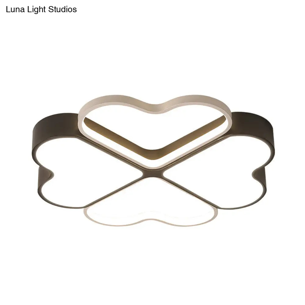 DecorBites™ DecorBites™ Contemporary Metal LED Black Flush Light Fixture for Bedroom - Clover Ceiling Mount