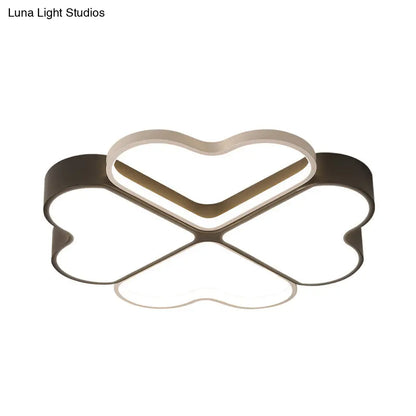 DecorBites™ DecorBites™ Contemporary Metal LED Black Flush Light Fixture for Bedroom - Clover Ceiling Mount