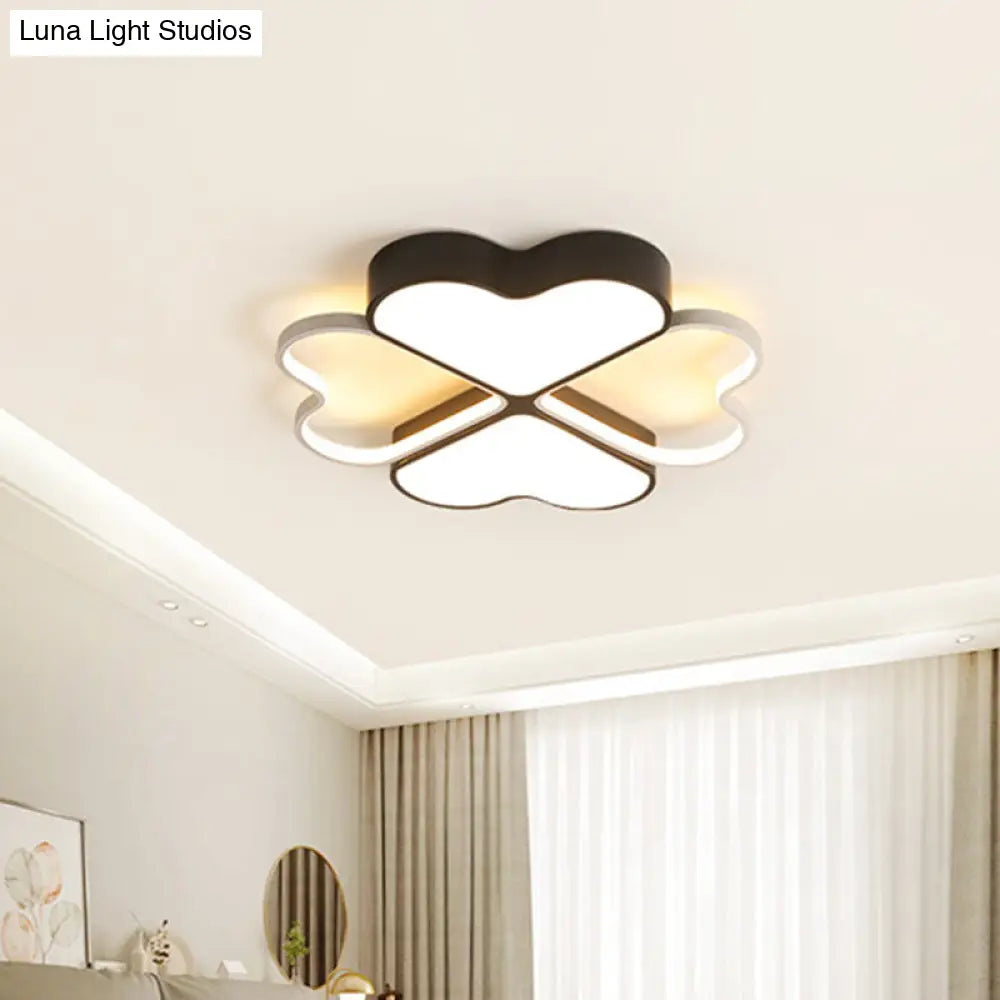 DecorBites™ DecorBites™ Contemporary Metal LED Black Flush Light Fixture for Bedroom - Clover Ceiling Mount