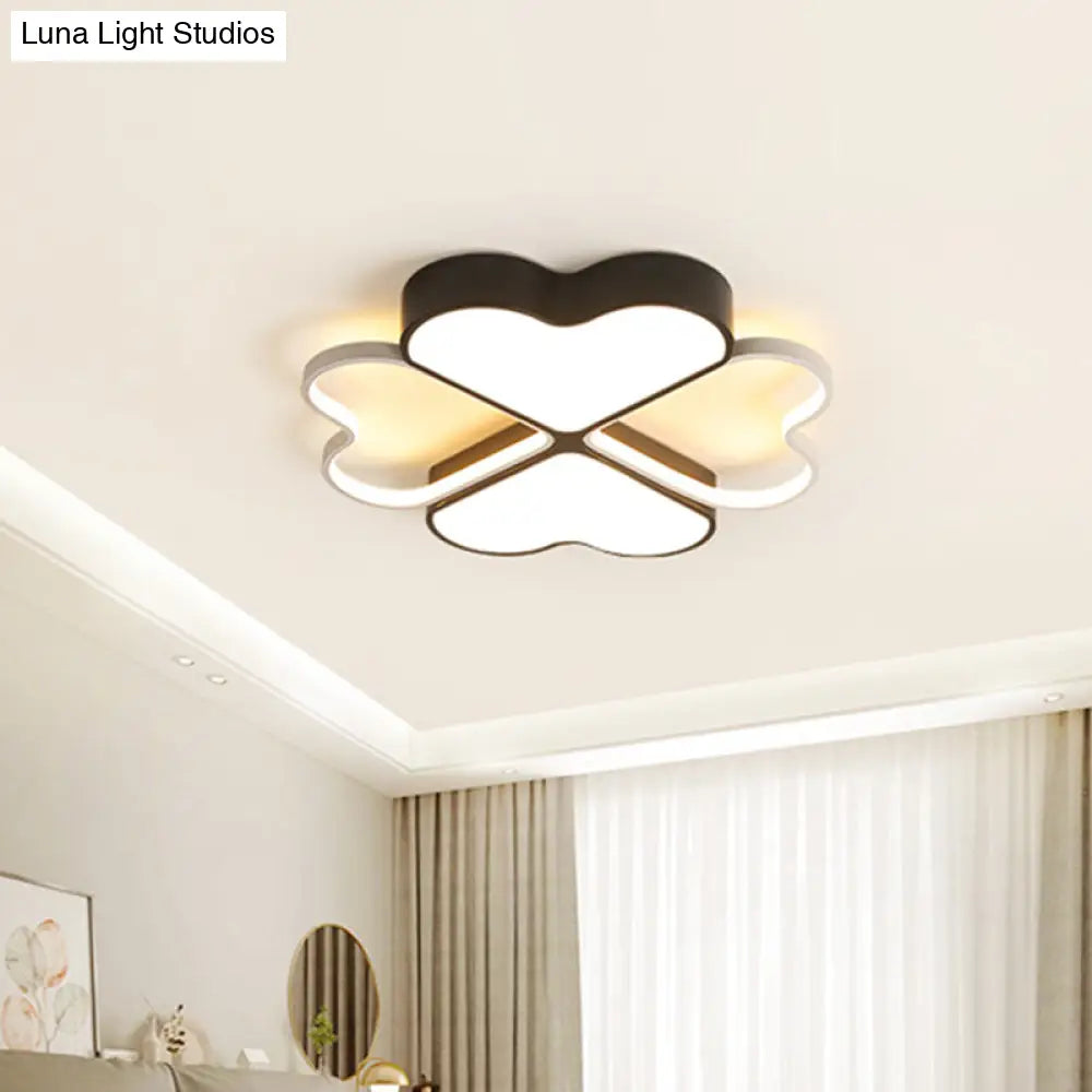DecorBites™ DecorBites™ Contemporary Metal LED Black Flush Light Fixture for Bedroom - Clover Ceiling Mount