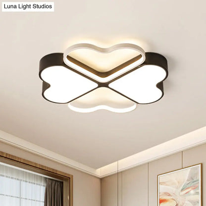 DecorBites™ DecorBites™ Contemporary Metal LED Black Flush Light Fixture for Bedroom - Clover Ceiling Mount
