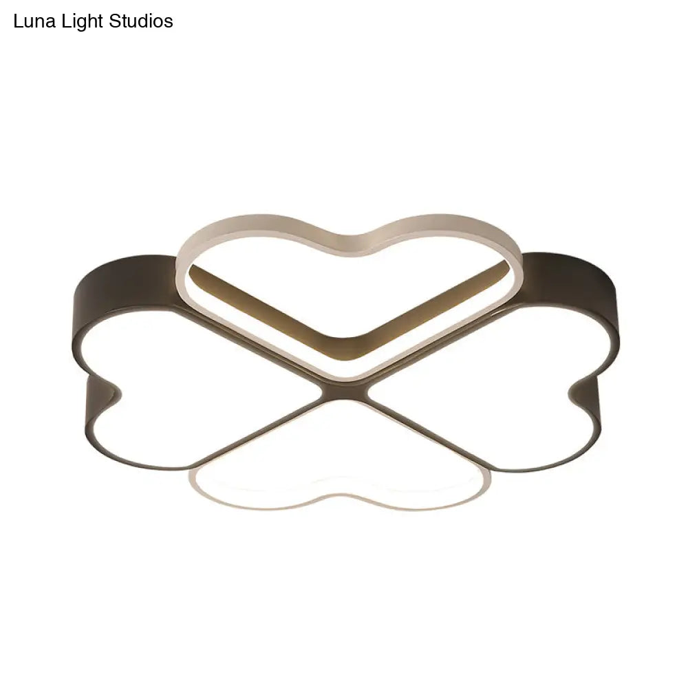 DecorBites™ DecorBites™ Contemporary Metal LED Black Flush Light Fixture for Bedroom - Clover Ceiling Mount