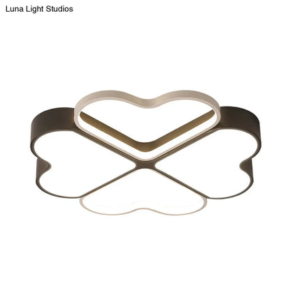 DecorBites™ DecorBites™ Contemporary Metal LED Black Flush Light Fixture for Bedroom - Clover Ceiling Mount