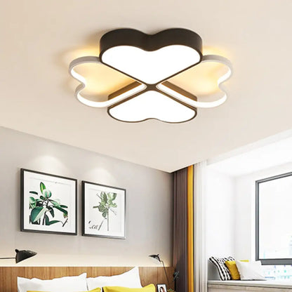 DecorBites™ DecorBites™ Contemporary Metal LED Black Flush Light Fixture for Bedroom - Clover Ceiling Mount