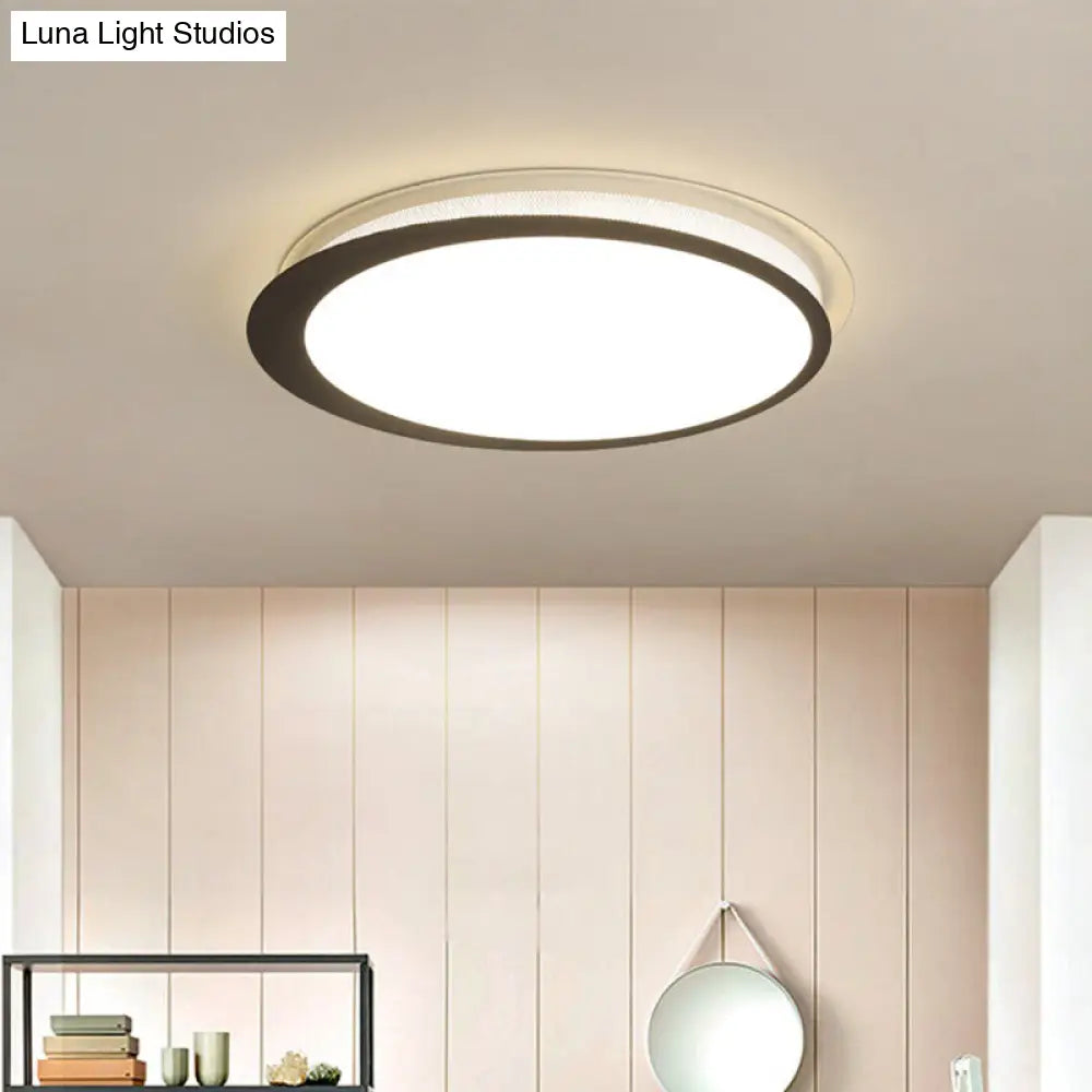 DecorBites™ DecorBites™ Contemporary Metal LED Ceiling Mount Lamp - Circle Flush Light Fixture with Acrylic Diffuser in White/Warm Light