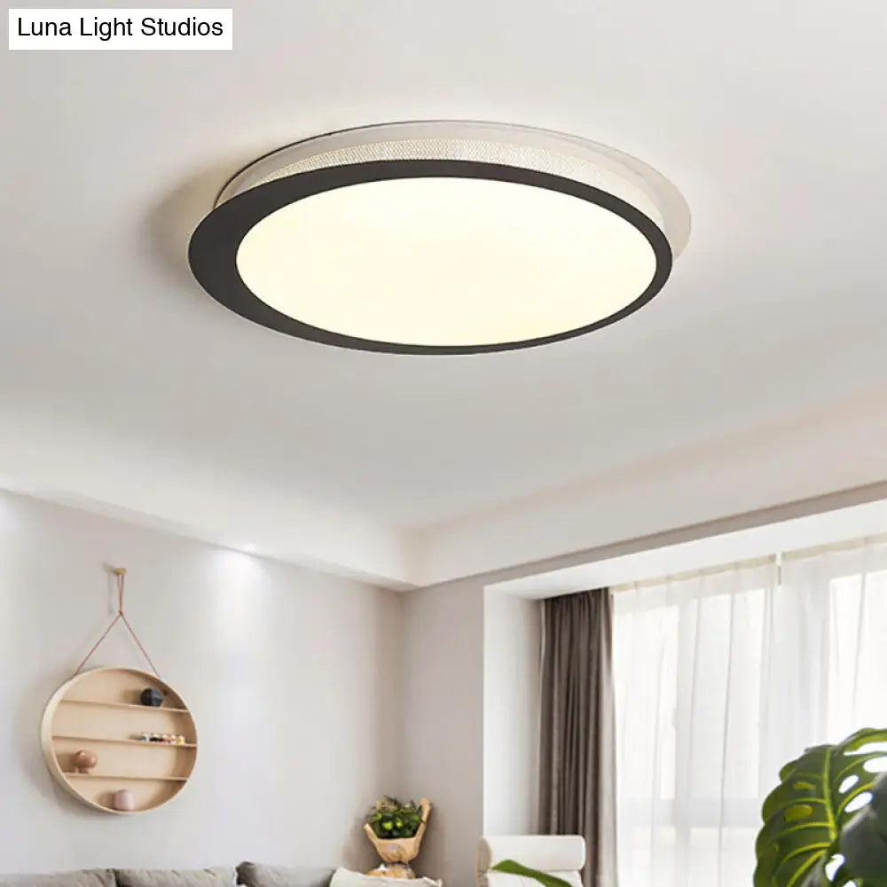 DecorBites™ DecorBites™ Contemporary Metal LED Ceiling Mount Lamp - Circle Flush Light Fixture with Acrylic Diffuser in White/Warm Light