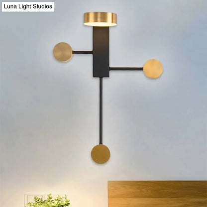 Aplique de pared circular LED de metal contemporáneo DecorBites™ - Negro, luz blanca cálida