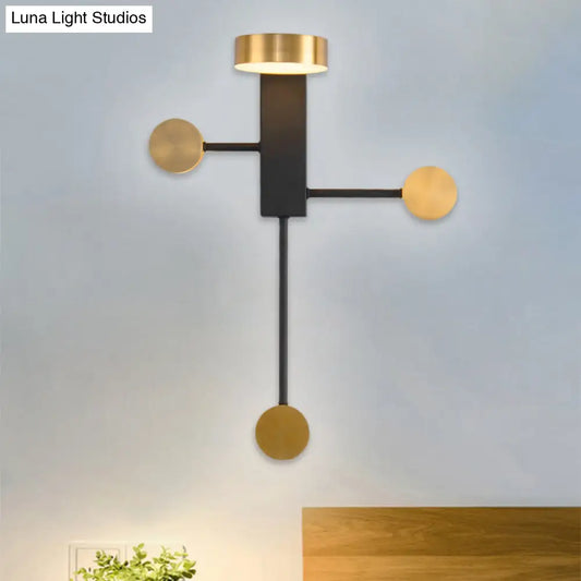 Aplique de pared circular LED de metal contemporáneo DecorBites™ - Negro, luz blanca cálida