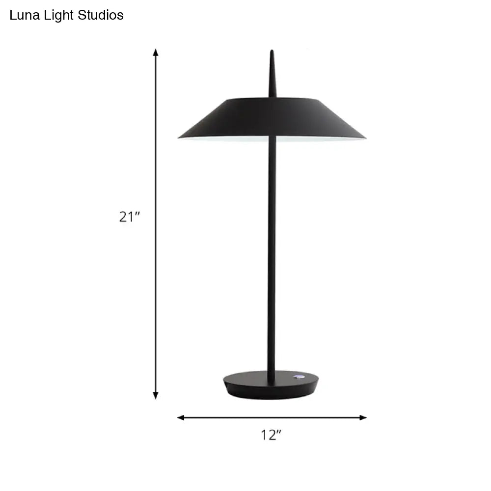 Contemporary Metal LED Cone Table Lamp - Black/White/Gold - Ideal for Living Room