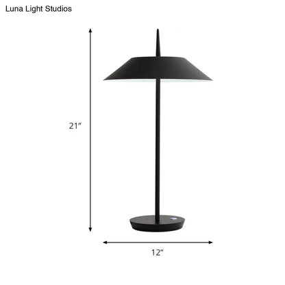 Contemporary Metal LED Cone Table Lamp - Black/White/Gold - Ideal for Living Room