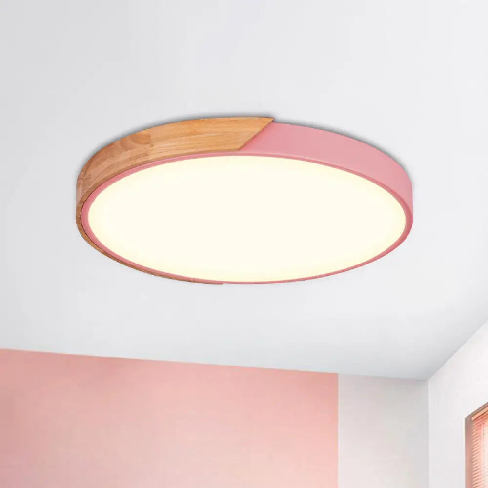 DecorBites™ DecorBites™ Contemporary Metal LED Flush Light Fixture - Round Pink/Yellow/Green, 16"/19.5" Wide