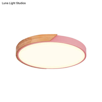 DecorBites™ DecorBites™ Contemporary Metal LED Flush Light Fixture - Round Pink/Yellow/Green, 16"/19.5" Wide