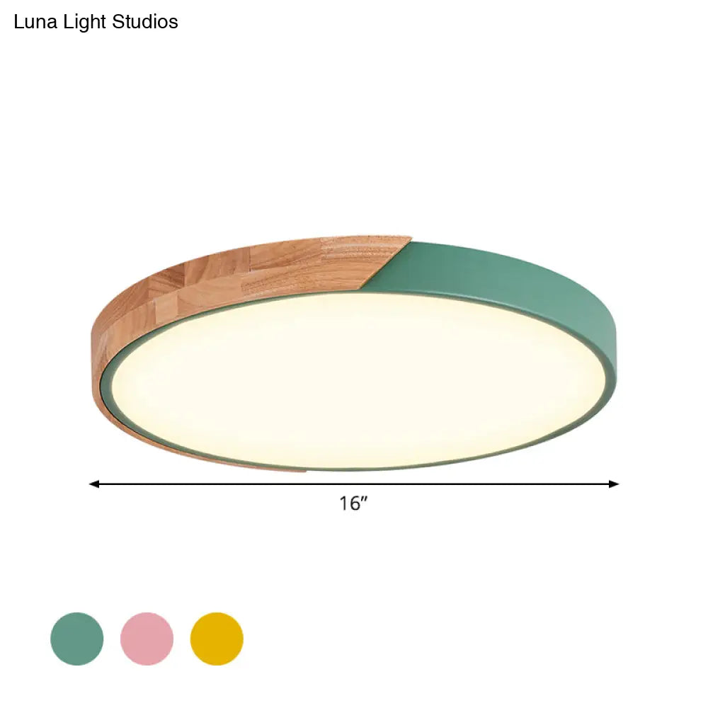 DecorBites™ DecorBites™ Contemporary Metal LED Flush Light Fixture - Round Pink/Yellow/Green, 16"/19.5" Wide