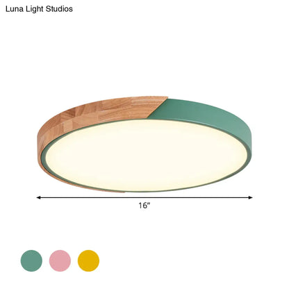 DecorBites™ DecorBites™ Contemporary Metal LED Flush Light Fixture - Round Pink/Yellow/Green, 16"/19.5" Wide