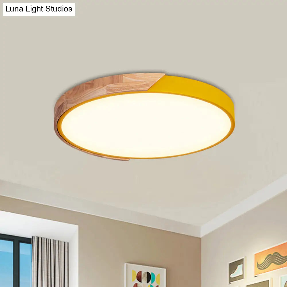 DecorBites™ DecorBites™ Contemporary Metal LED Flush Light Fixture - Round Pink/Yellow/Green, 16"/19.5" Wide