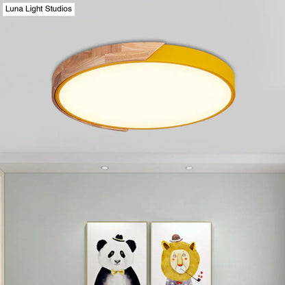 DecorBites™ DecorBites™ Contemporary Metal LED Flush Light Fixture - Round Pink/Yellow/Green, 16"/19.5" Wide