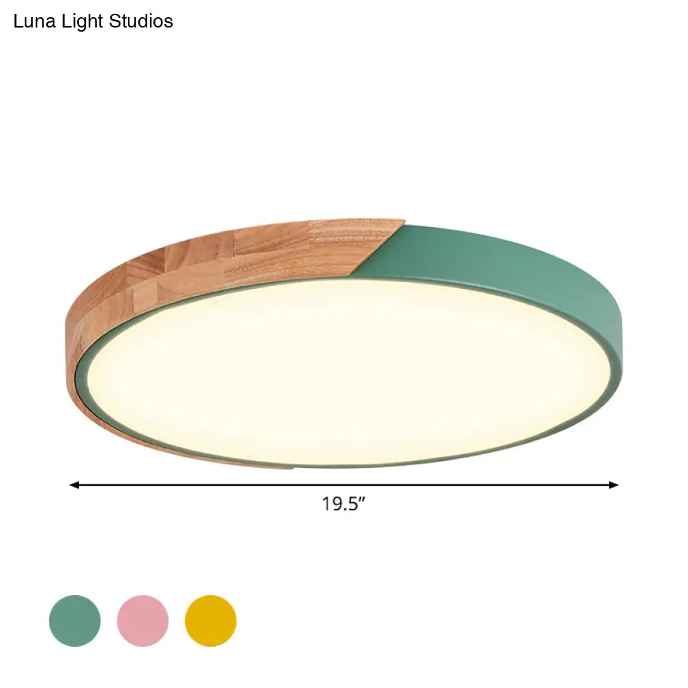 DecorBites™ DecorBites™ Contemporary Metal LED Flush Light Fixture - Round Pink/Yellow/Green, 16"/19.5" Wide