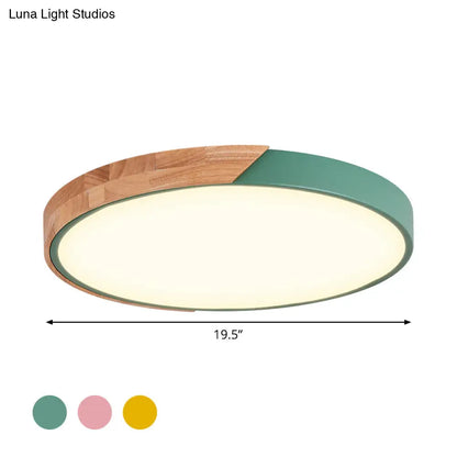 DecorBites™ DecorBites™ Contemporary Metal LED Flush Light Fixture - Round Pink/Yellow/Green, 16"/19.5" Wide