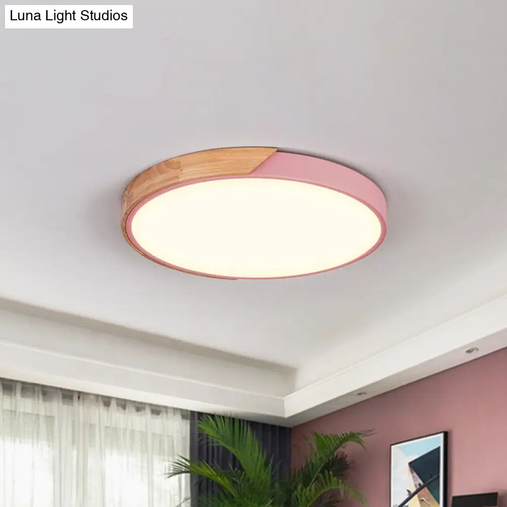 DecorBites™ DecorBites™ Contemporary Metal LED Flush Light Fixture - Round Pink/Yellow/Green, 16"/19.5" Wide