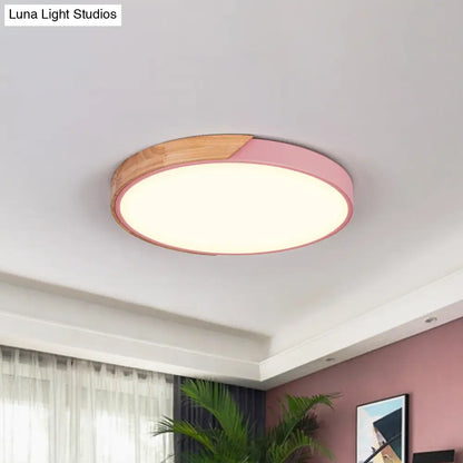DecorBites™ DecorBites™ Contemporary Metal LED Flush Light Fixture - Round Pink/Yellow/Green, 16"/19.5" Wide