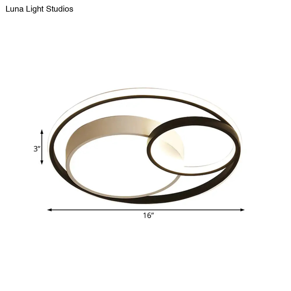 DecorBites™ DecorBites™ Contemporary Metal LED Flush Mount Ceiling Lamp - White/Black, 16"/19"/23.5" Wide