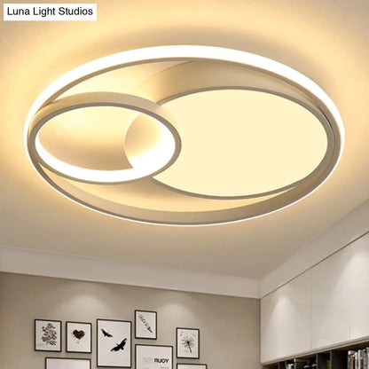DecorBites™ DecorBites™ Contemporary Metal LED Flush Mount Ceiling Lamp - White/Black, 16"/19"/23.5" Wide