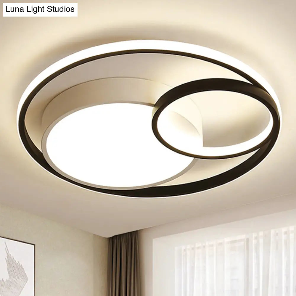 DecorBites™ DecorBites™ Contemporary Metal LED Flush Mount Ceiling Lamp - White/Black, 16"/19"/23.5" Wide