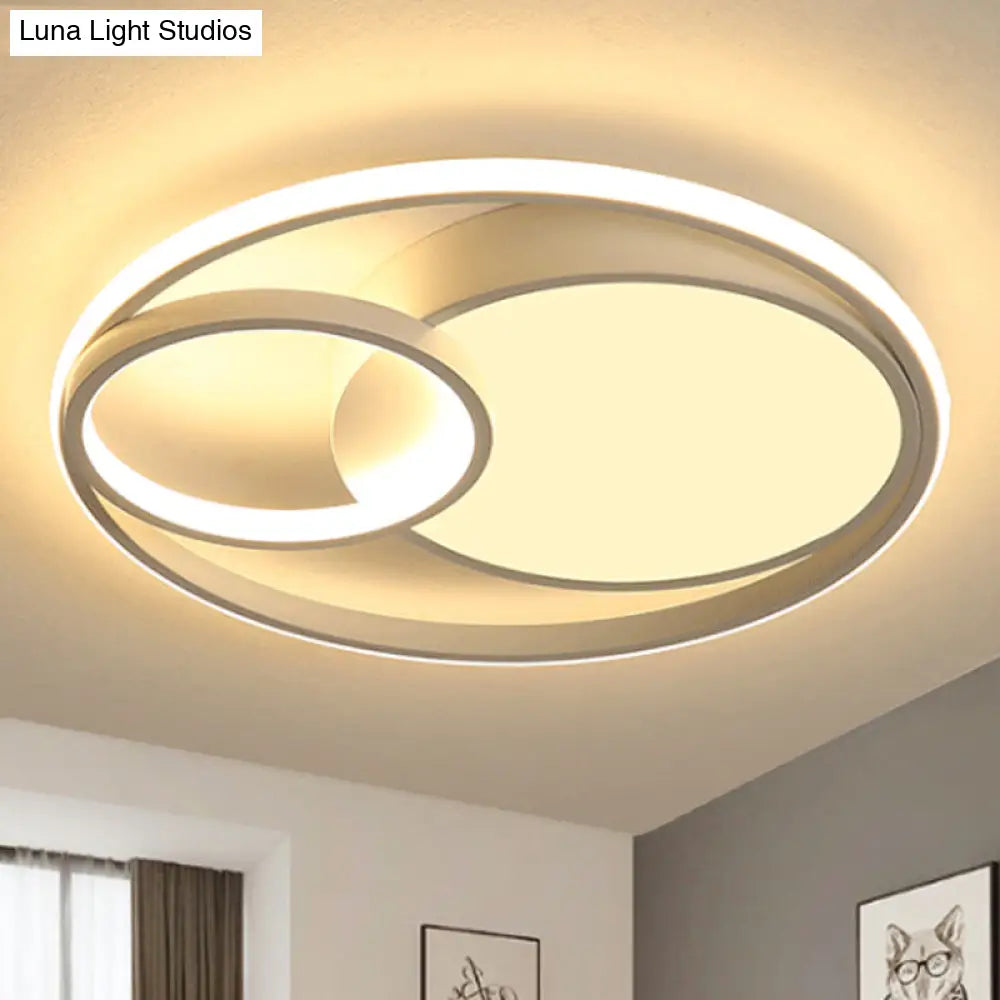 DecorBites™ DecorBites™ Contemporary Metal LED Flush Mount Ceiling Lamp - White/Black, 16"/19"/23.5" Wide
