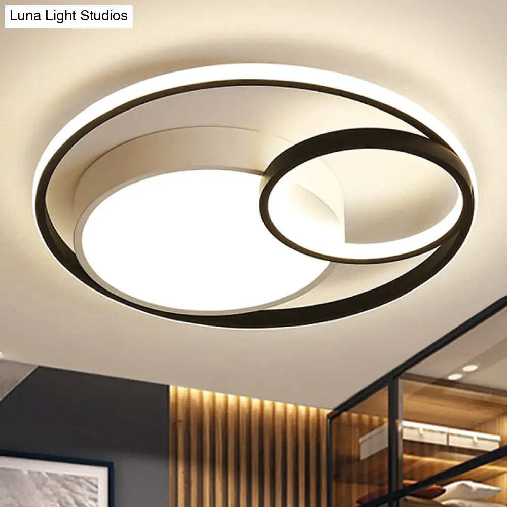 DecorBites™ DecorBites™ Contemporary Metal LED Flush Mount Ceiling Lamp - White/Black, 16"/19"/23.5" Wide