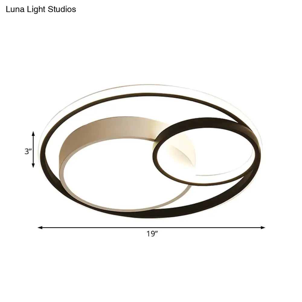 DecorBites™ DecorBites™ Contemporary Metal LED Flush Mount Ceiling Lamp - White/Black, 16"/19"/23.5" Wide