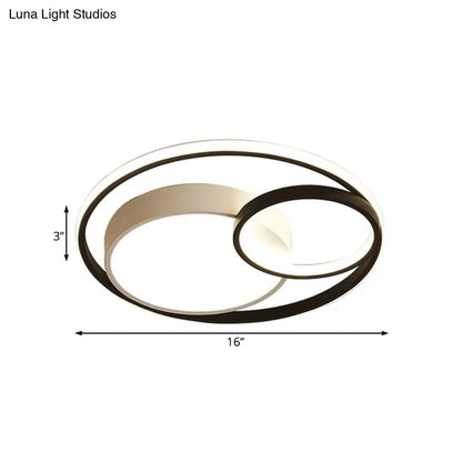 DecorBites™ DecorBites™ Contemporary Metal LED Flush Mount Ceiling Lamp - White/Black, 16"/19"/23.5" Wide