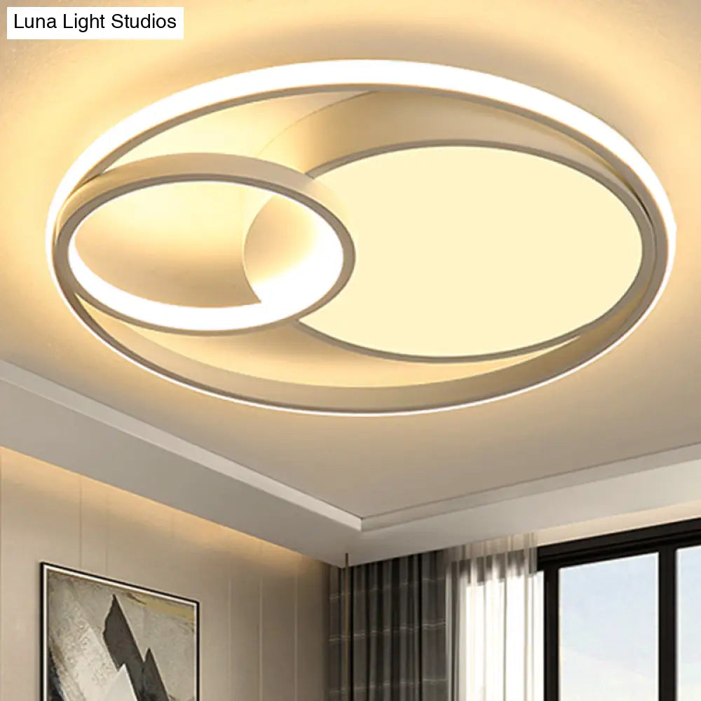 DecorBites™ DecorBites™ Contemporary Metal LED Flush Mount Ceiling Lamp - White/Black, 16"/19"/23.5" Wide