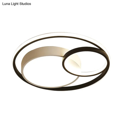 DecorBites™ DecorBites™ Contemporary Metal LED Flush Mount Ceiling Lamp - White/Black, 16"/19"/23.5" Wide