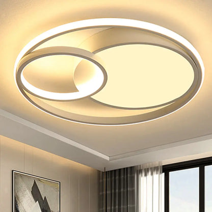 DecorBites™ DecorBites™ Contemporary Metal LED Flush Mount Ceiling Lamp - White/Black, 16"/19"/23.5" Wide