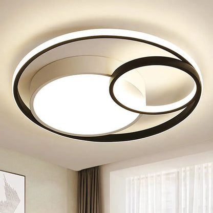 DecorBites™ DecorBites™ Contemporary Metal LED Flush Mount Ceiling Lamp - White/Black, 16"/19"/23.5" Wide