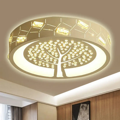 DecorBites™ Contemporary Metal LED Flush Mount Light with Tree Pattern, Crystal Bead, White/Warm Lighting