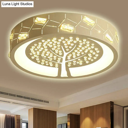 Lámpara de techo LED contemporánea DecorBites™ de metal con diseño de árbol, cuentas de cristal e iluminación blanca cálida.