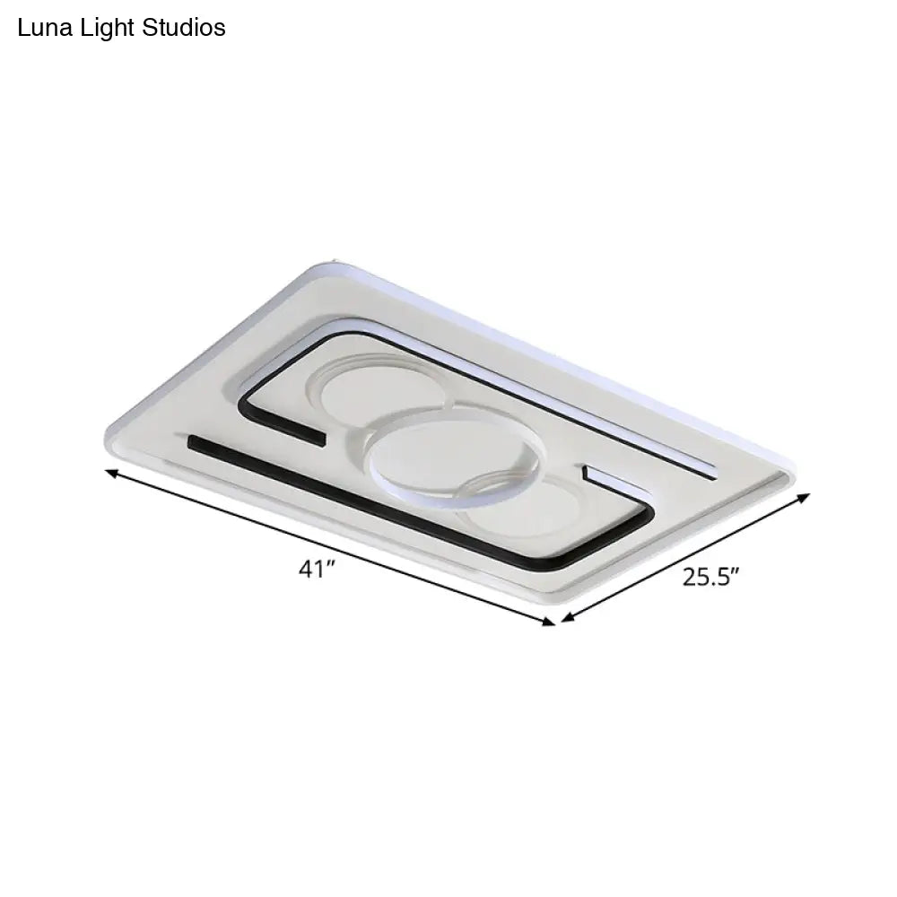 DecorBites™ DecorBites™ Contemporary Metal LED Flushmount Lighting - Black Round/Square/Rectangle Ceiling Flush in Warm/White Light