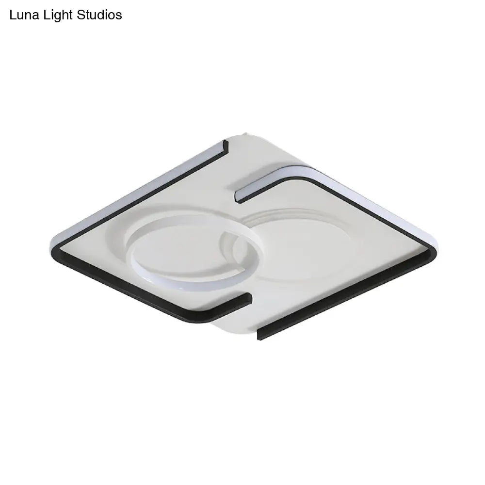 DecorBites™ DecorBites™ Contemporary Metal LED Flushmount Lighting - Black Round/Square/Rectangle Ceiling Flush in Warm/White Light