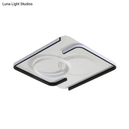 DecorBites™ DecorBites™ Contemporary Metal LED Flushmount Lighting - Black Round/Square/Rectangle Ceiling Flush in Warm/White Light