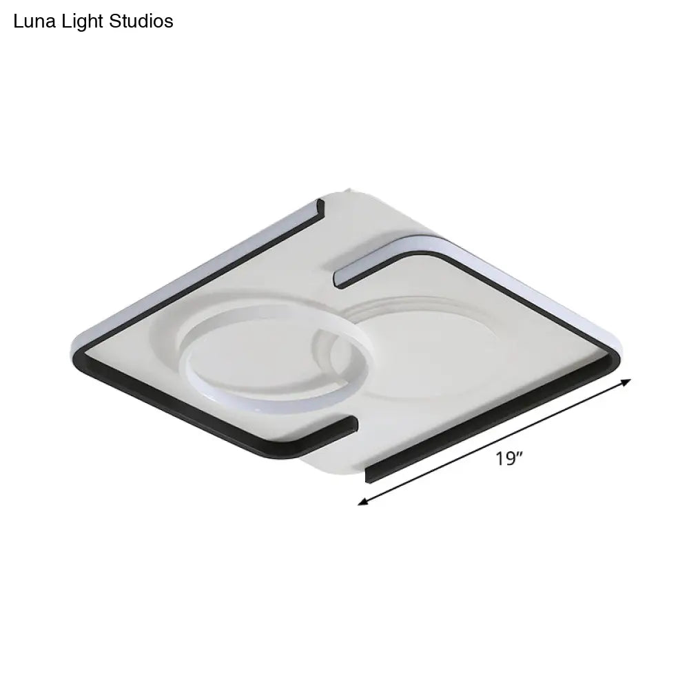 DecorBites™ DecorBites™ Contemporary Metal LED Flushmount Lighting - Black Round/Square/Rectangle Ceiling Flush in Warm/White Light