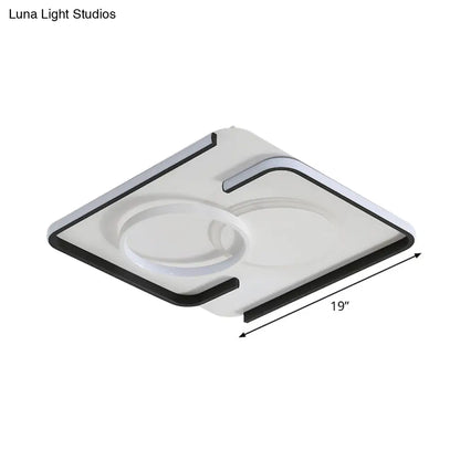 DecorBites™ DecorBites™ Contemporary Metal LED Flushmount Lighting - Black Round/Square/Rectangle Ceiling Flush in Warm/White Light