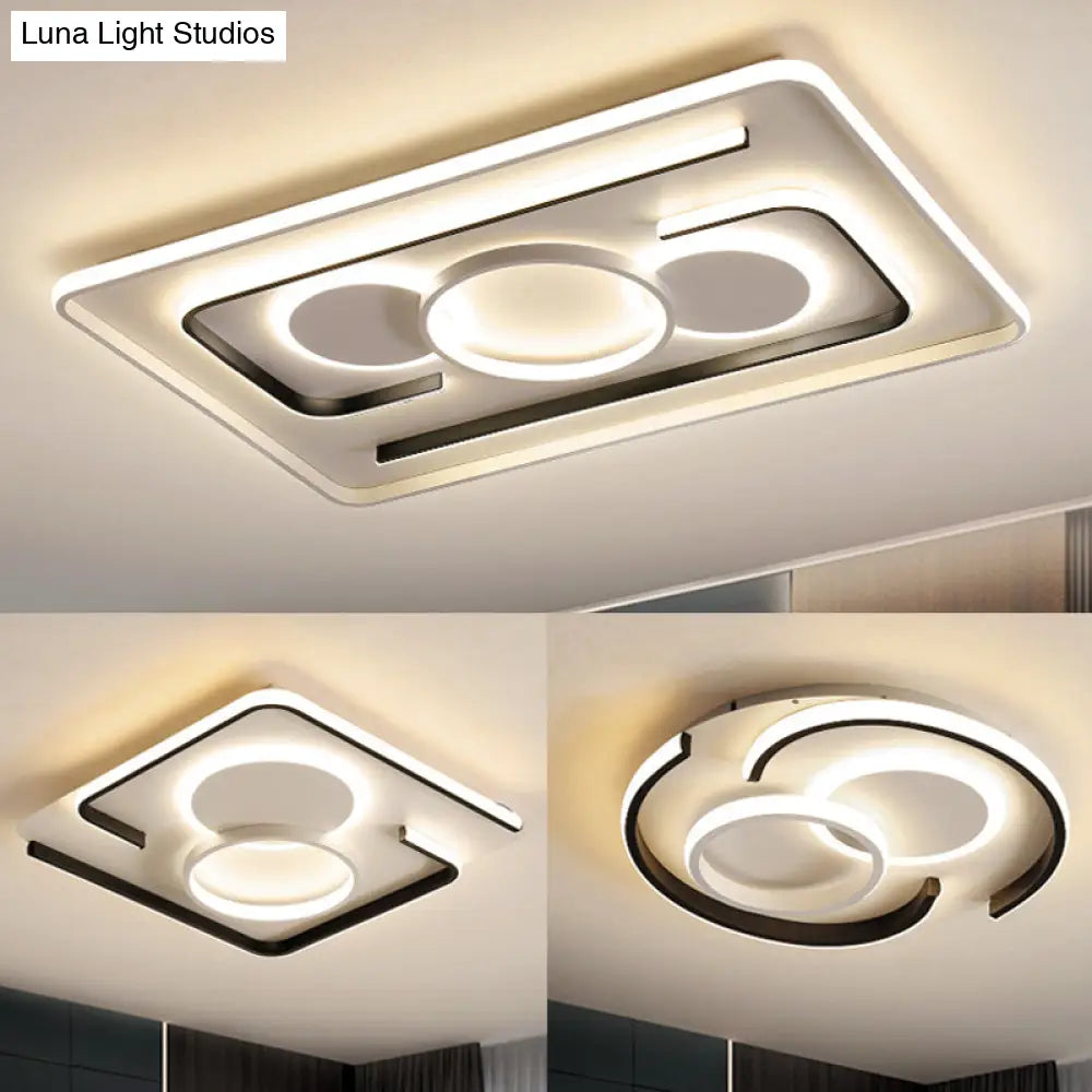 DecorBites™ DecorBites™ Contemporary Metal LED Flushmount Lighting - Black Round/Square/Rectangle Ceiling Flush in Warm/White Light